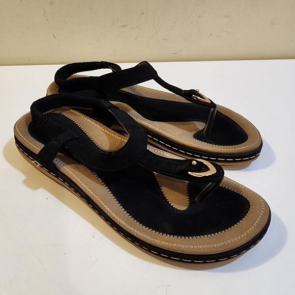 SIKETU Black Velvet Flat Sandals size 41 - Picture 5 of 11